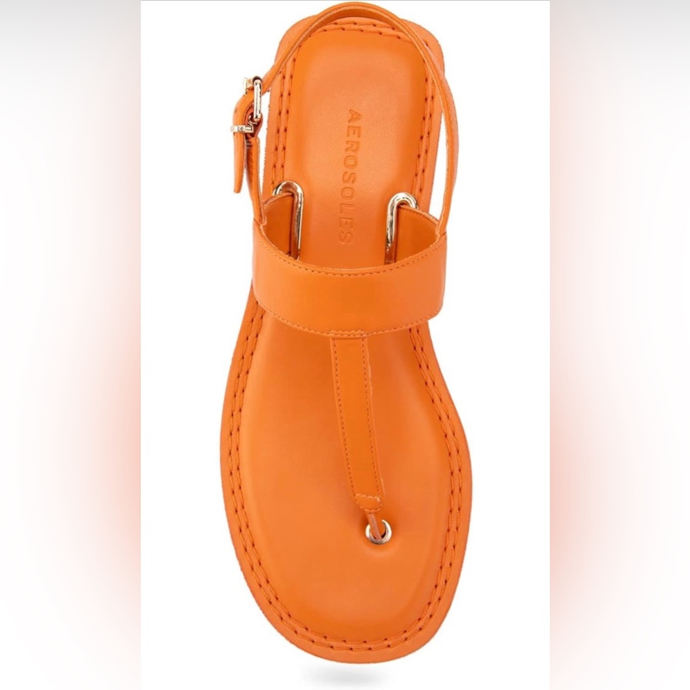 NIB $129 MSRP Aerosoles Women’s Cherry Flat Sandals in Mandarin Orange Size 5.5
